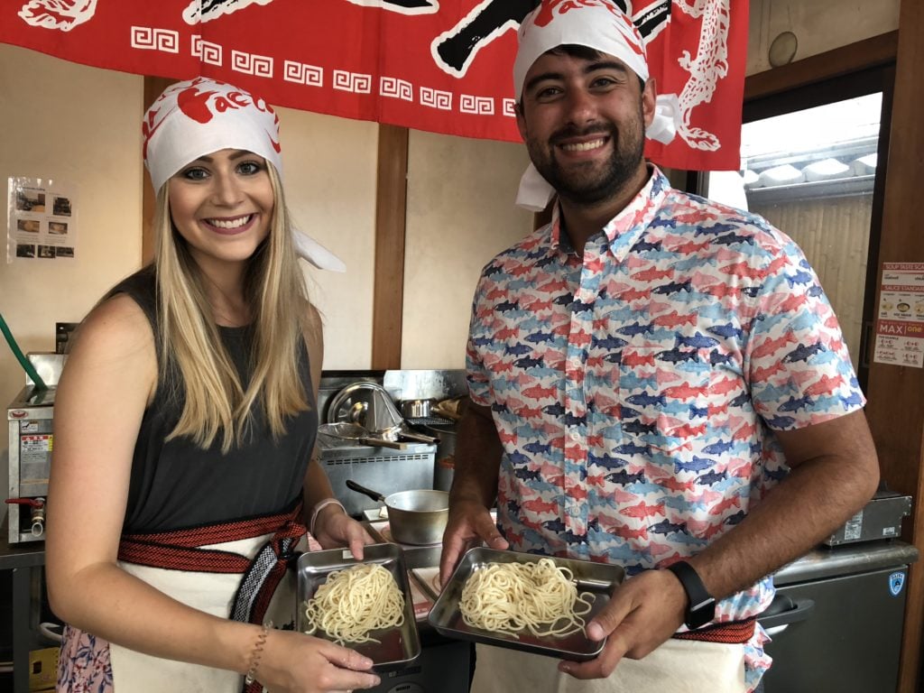 Ramen Factory Kyoto - holding ramen noodles