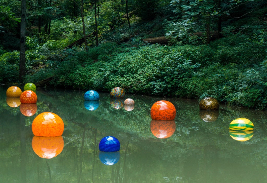 Floating blown glass pieces at Crystal Bridges Museum of American Art | Bentonville, Arkansas | Northwest Arkansas