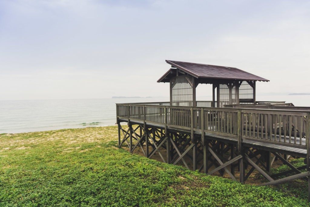 Dock leading out to sea at Uminonakamichi Seaside Park - Fukuoka
