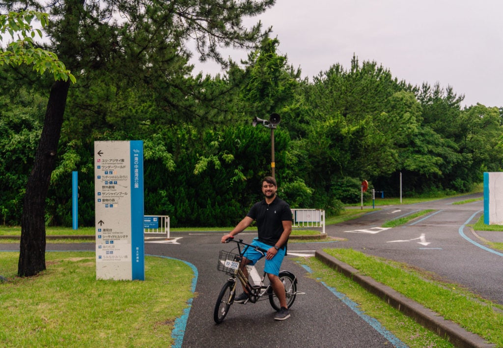 Man riding a bicycle at Uminonakamichi Seaside Park - Fukuoka