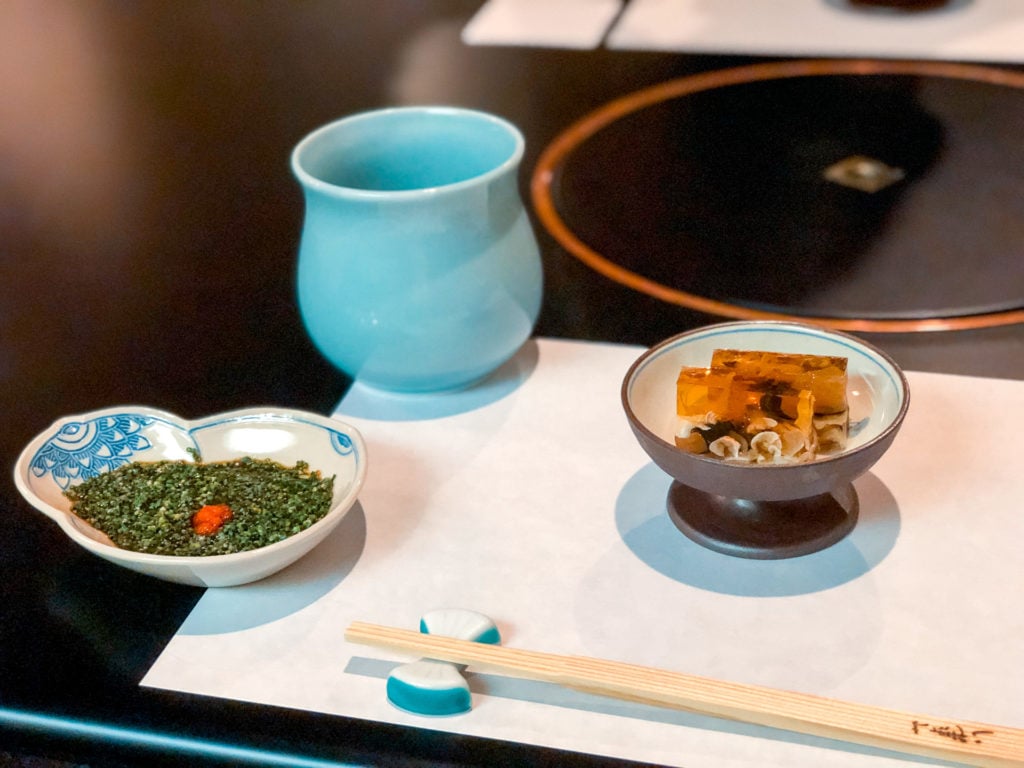 Fugu gelatin appetizer at Hakata Izumi - Fukuoka Itinerary
