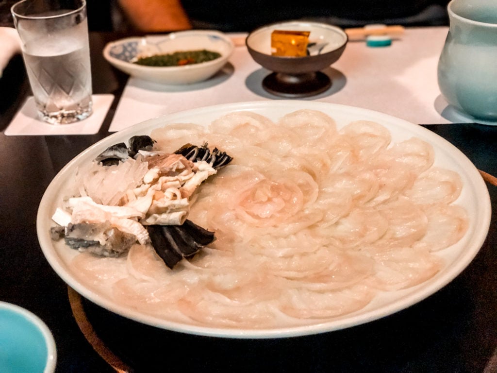 Fugu sashimi at Hakata Izumi - Fukuoka, Japan