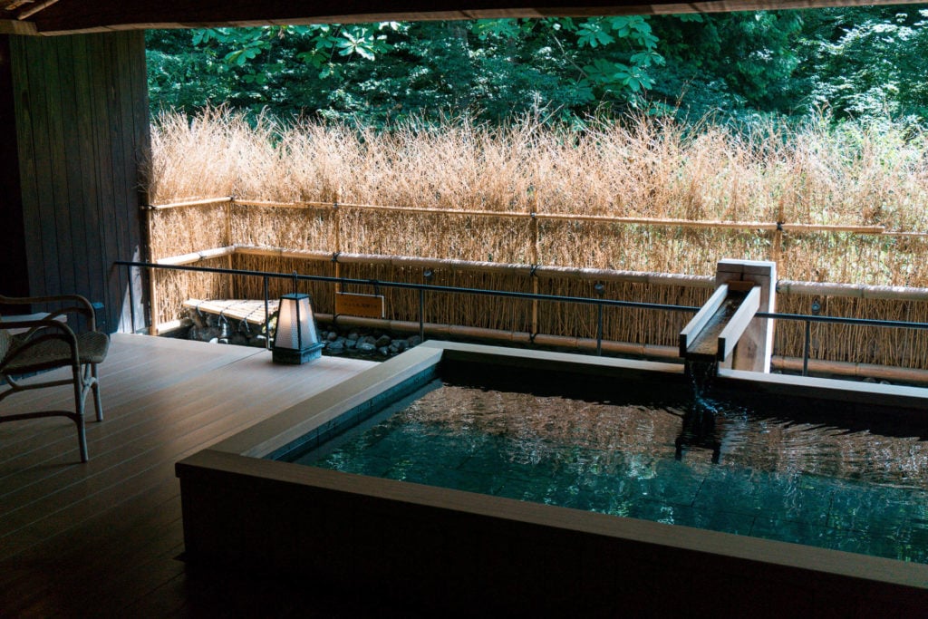 Japanese style private onsen at Nishimuraya Hotel Shogetsutei - Kinosaki Onsen ryokan