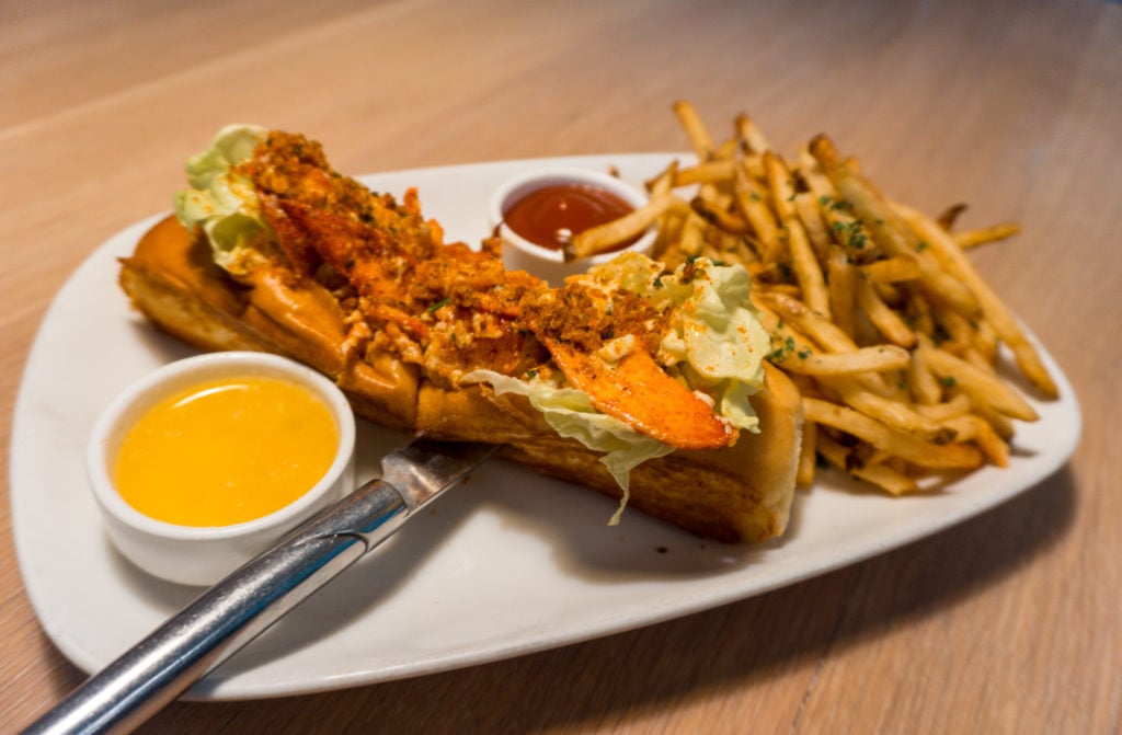 Lobster roll with a side of fries from The Drake restaurant in OKC