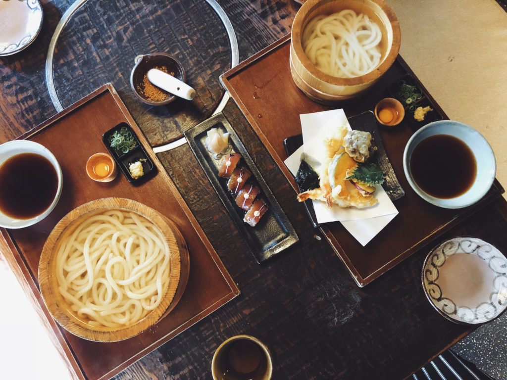 Udon noodle sets in Osaka Japan