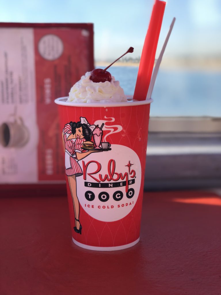 Milkshake from Ruby's Diner in Laguna Beach, California
