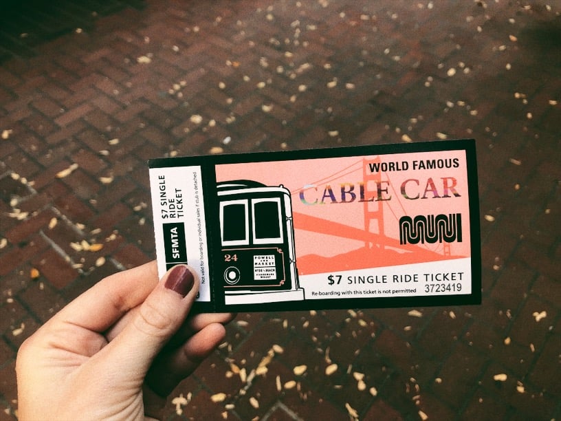 Ticket for the cable car in San Francisco