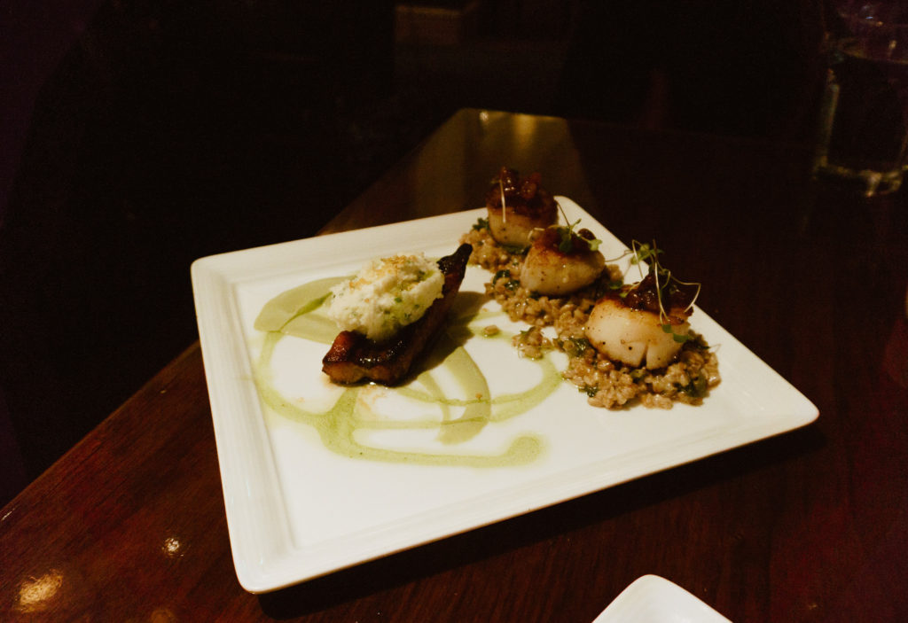Scallops with farro and whipped potatoes from Bistro Boudin