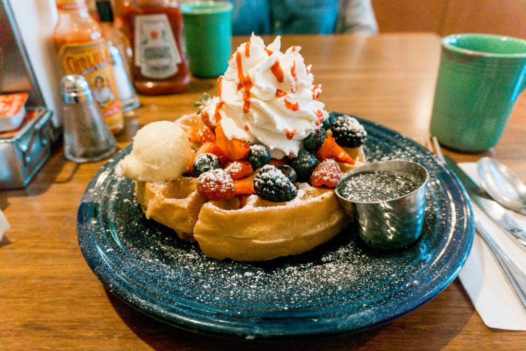 Fresh berries waffle from Eight AM in San Francisco