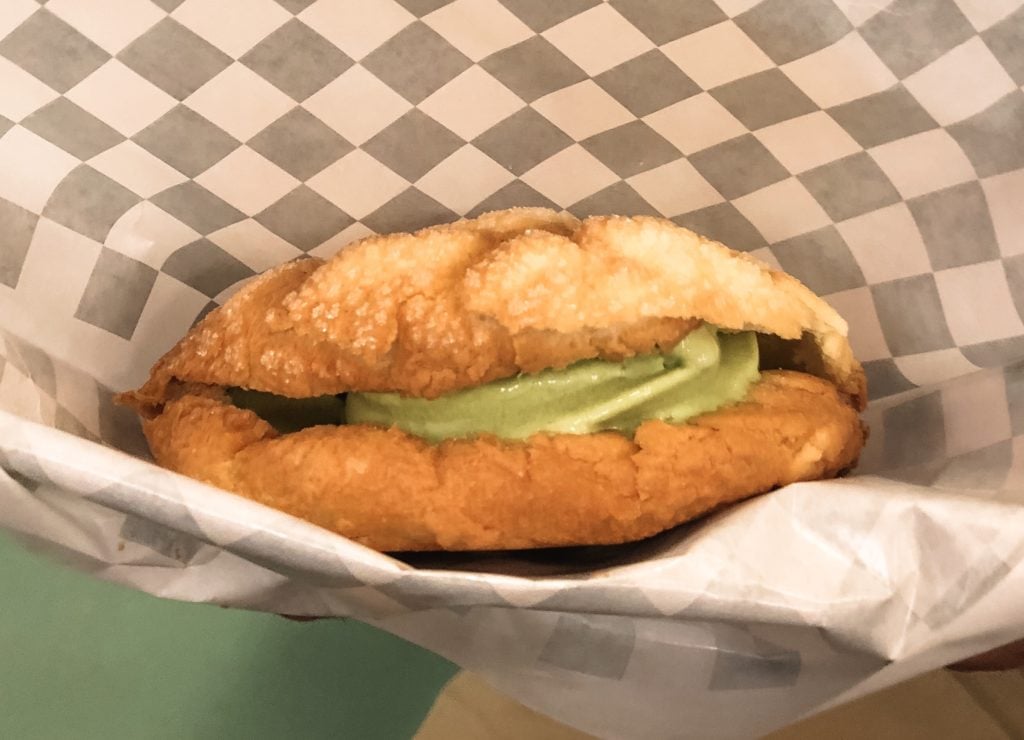 Matcha filled ice cream sandwich in Tokyo
