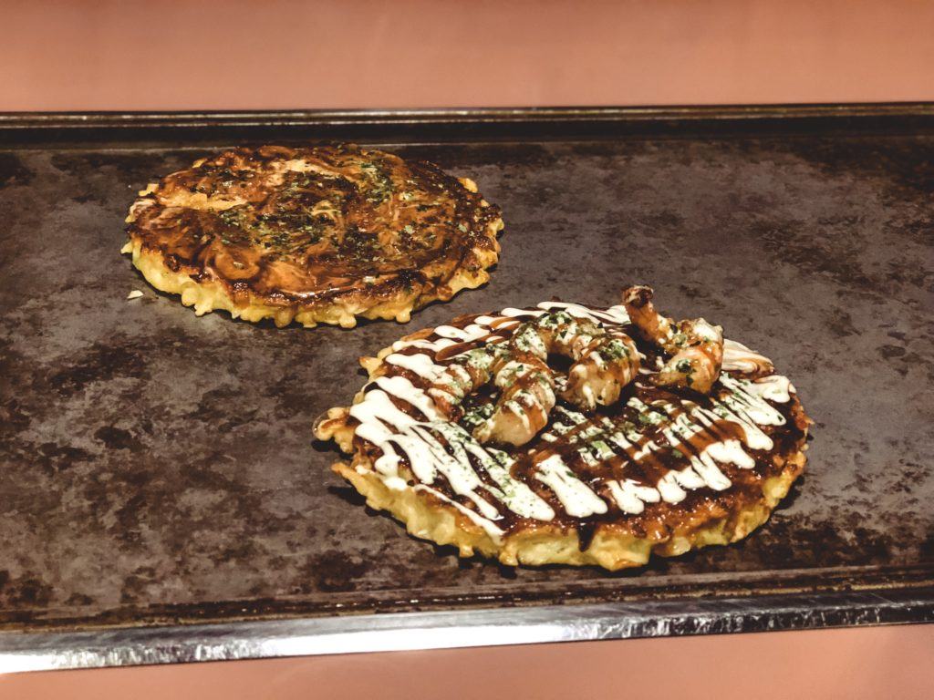 Okonomiyaki (Japanese savory pancake dish) from Parco in Nara, Japan
