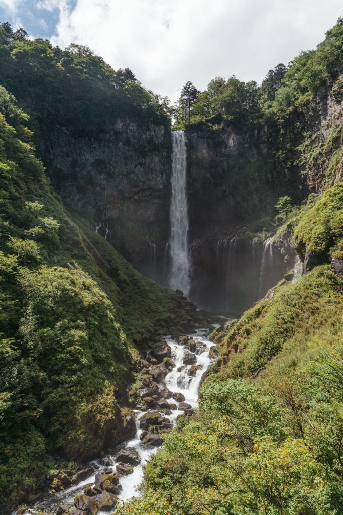 View from the lower observation deck at Kegon Falls in Nikko, Japan