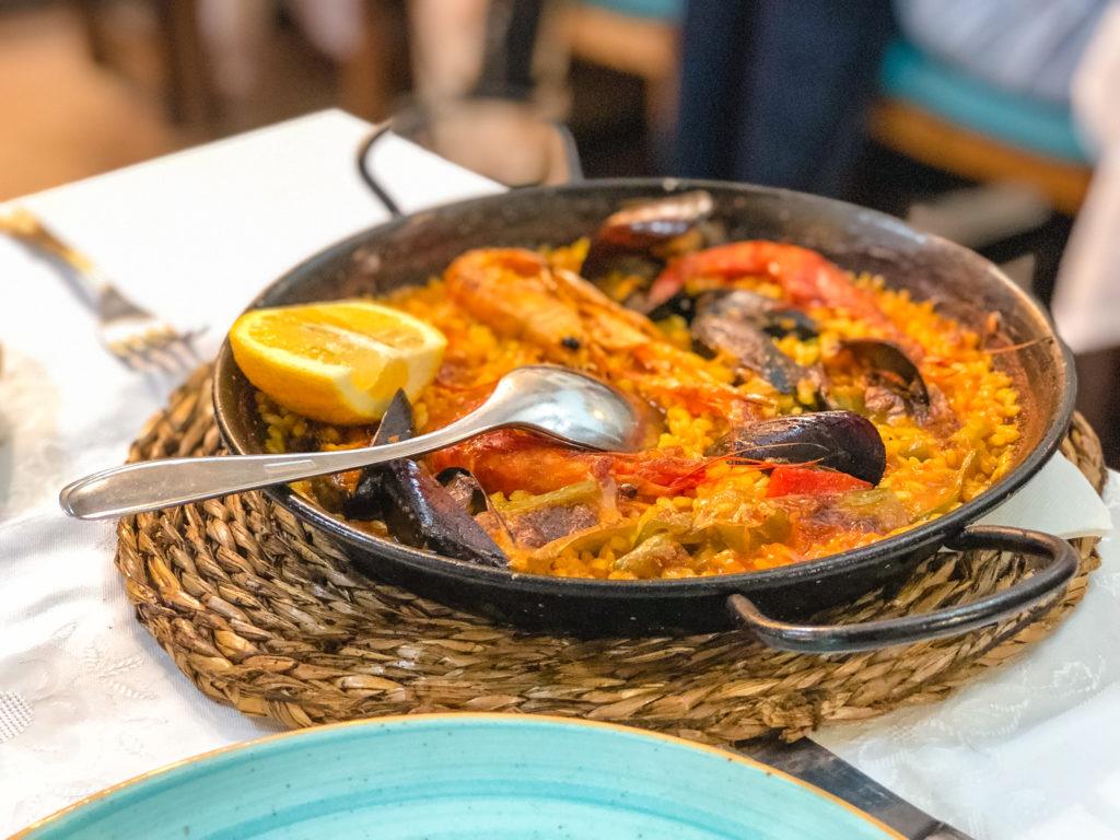 Paella from Restaurante Paco Alcalde in Barcelona, Spain.