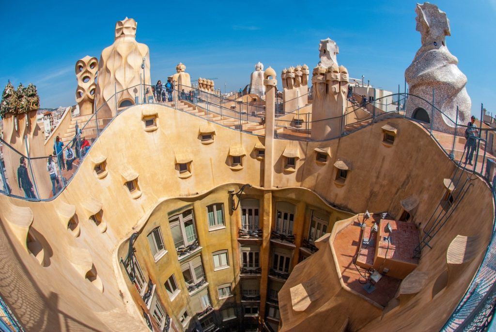 Rooftop of Casa Milà in Barcelona.