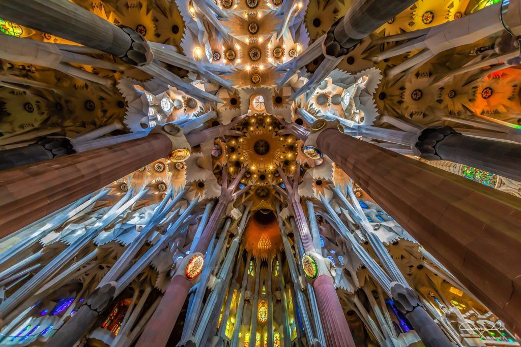 Inside ceiling of Sagrada Família