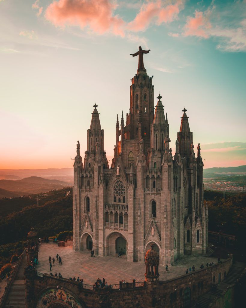 View at Tibidabo in Barcelona, Spain.