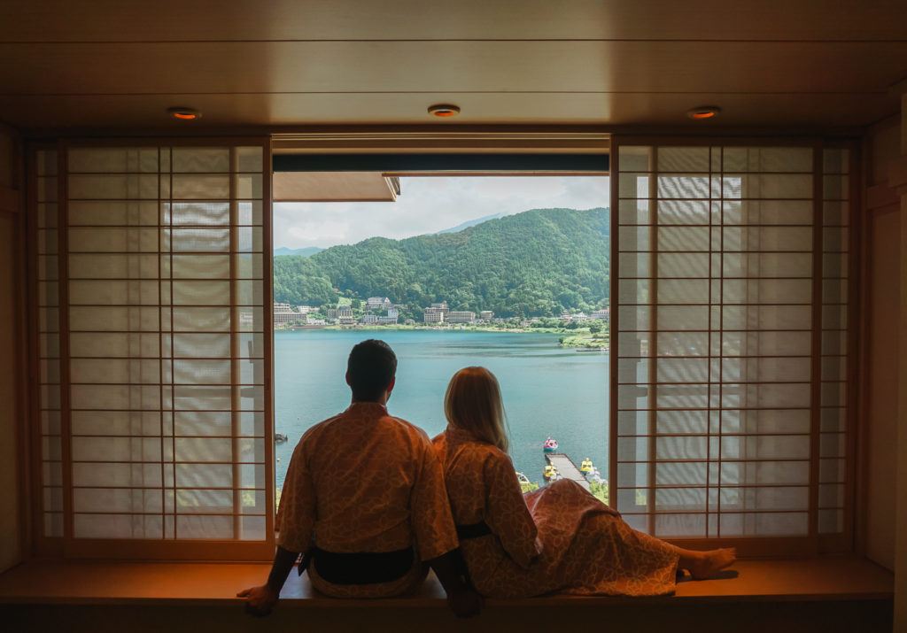 Lake view from Konansou, luxury ryokan in the Fuji Five Lakes area.