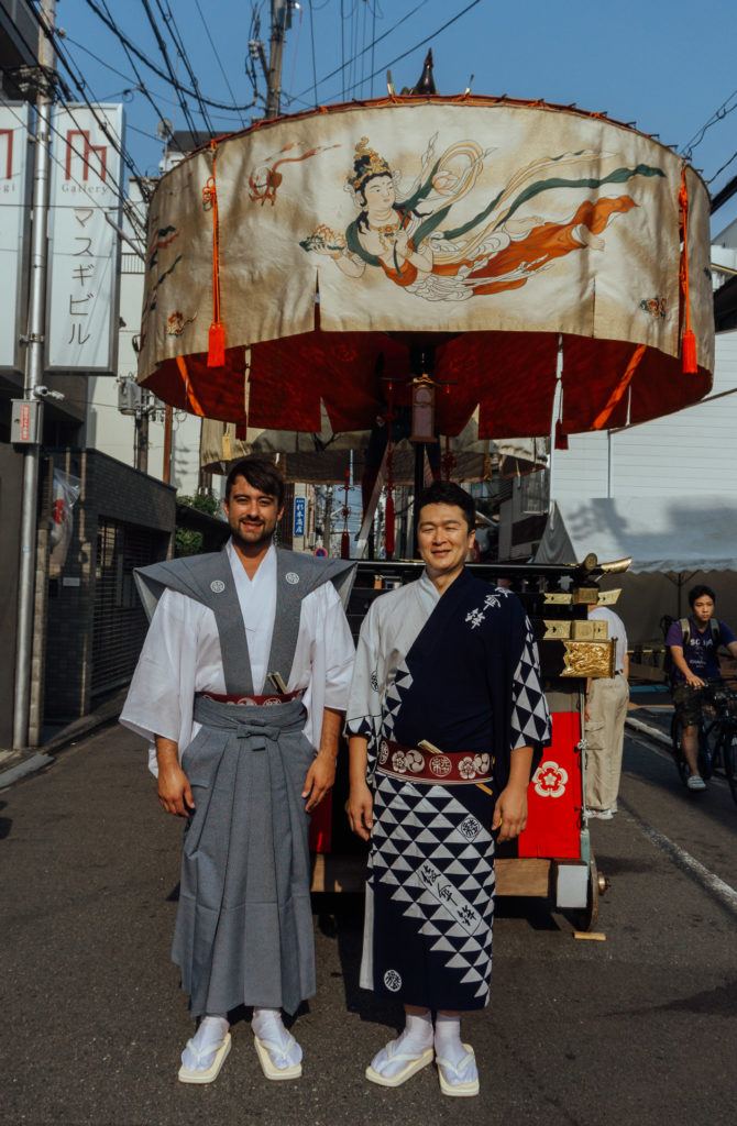 Men dressed in costume at Gion Matsuri in Kyoto