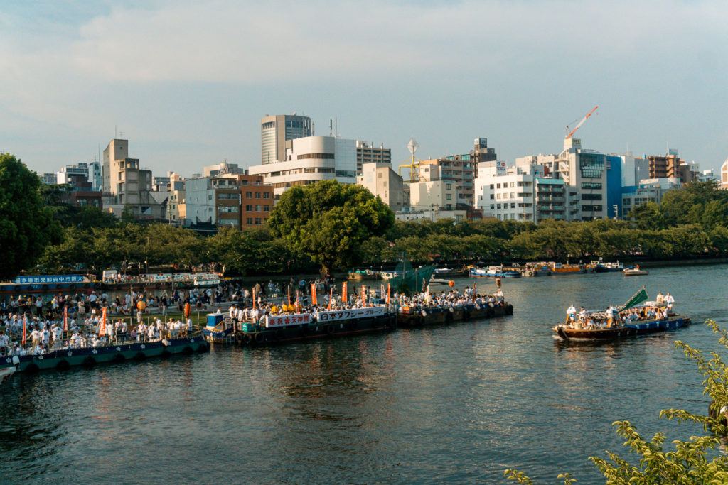 Boats at Tenjin Matsuri in Osaka