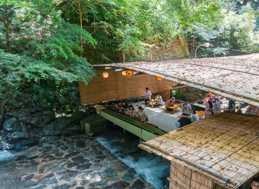 Nagashi somen area at Hirobun
